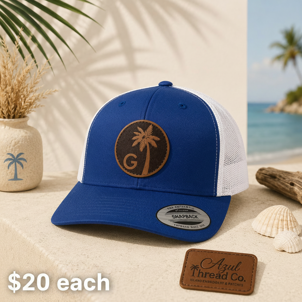 Box of 12 custom hats with patches